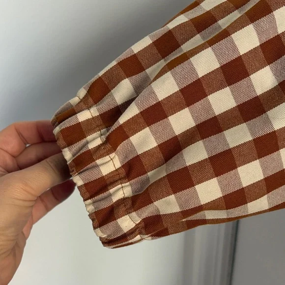 Madewell Tan and Cream Checkered gingham raincloud rain coat Jacket - Picture 7 of 10